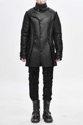 Black Winter High Collar Unedged Thick Mens Punk Coat